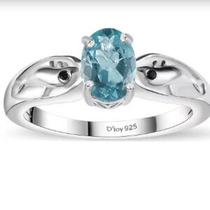 Premium Betroka Blue Apatite and Thai Black Spinel Ring